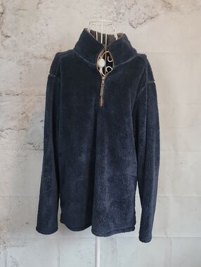 Trinity Quater-Zip Fleece Pullover - Dark Navy Mens Size L
